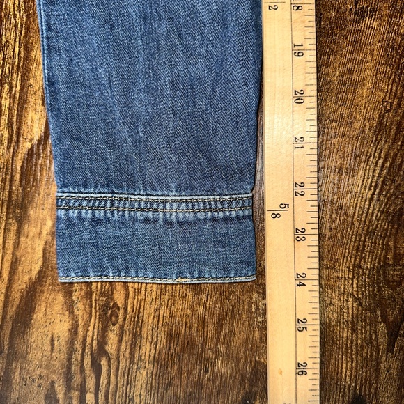 Wash Lab Women's Small Blue Cotton Long Sleeve Denim Maxi Raw Hem Shirtdress - Picture 12 of 12